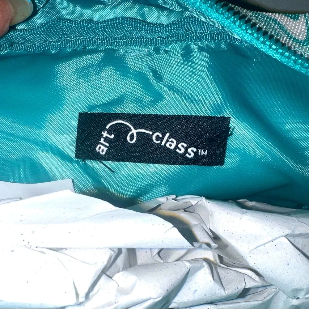 Art Class Teal and White Swirl School Pouch